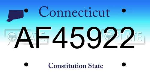 AF45922 Connecticut License Plate