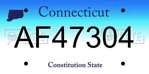 AF47304 Connecticut License Plate