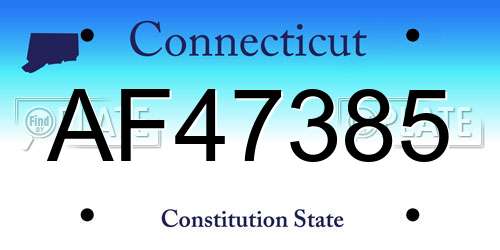 AF47385 Connecticut License Plate