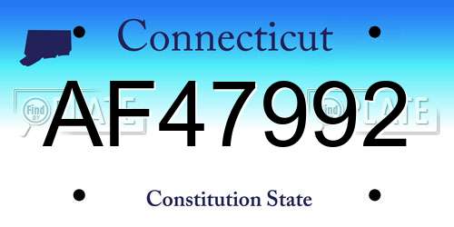 AF47992 Connecticut License Plate