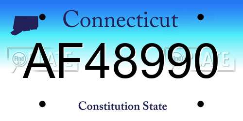AF48990 Connecticut License Plate