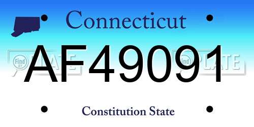 AF49091 Connecticut License Plate