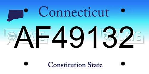 AF49132 Connecticut License Plate