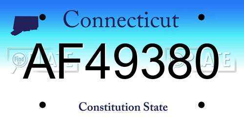 AF49380 Connecticut License Plate