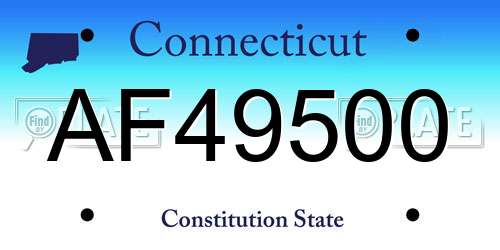 AF49500 Connecticut License Plate