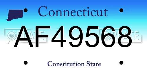 AF49568 Connecticut License Plate