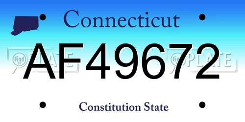 AF49672 Connecticut License Plate
