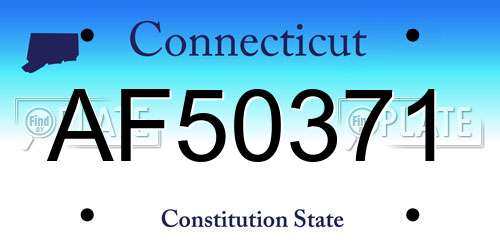 AF50371 Connecticut License Plate