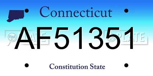 AF51351 Connecticut License Plate