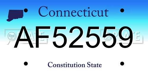 AF52559 Connecticut License Plate