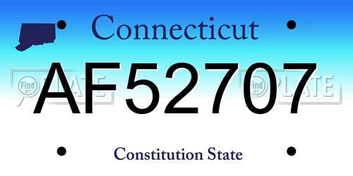 AF52707 Connecticut License Plate