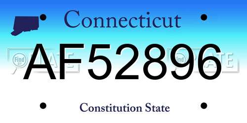 AF52896 Connecticut License Plate