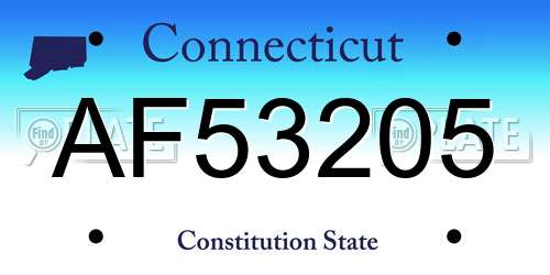 AF53205 Connecticut License Plate