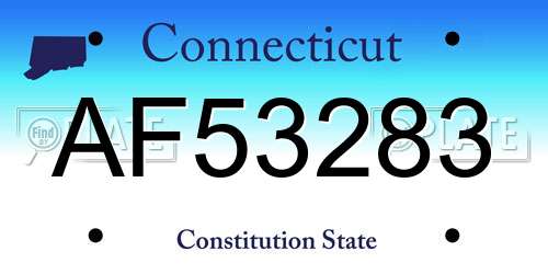 AF53283 Connecticut License Plate