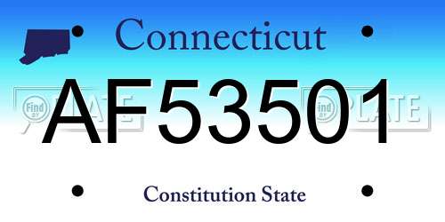 AF53501 Connecticut License Plate