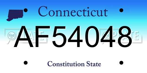 AF54048 Connecticut License Plate