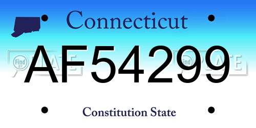 AF54299 Connecticut License Plate