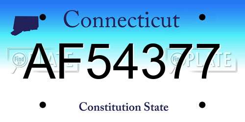 AF54377 Connecticut License Plate