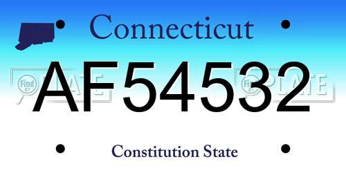 AF54532 Connecticut License Plate