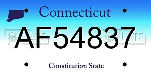 AF54837 Connecticut License Plate