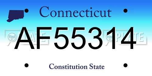 AF55314 Connecticut License Plate