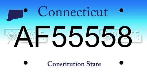 AF55558 Connecticut License Plate