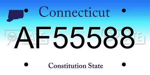 AF55588 Connecticut License Plate
