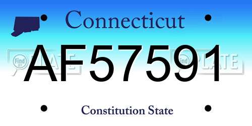 AF57591 Connecticut License Plate