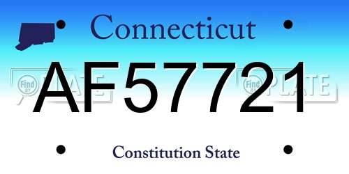 AF57721 Connecticut License Plate