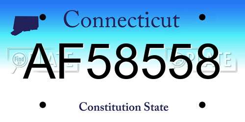 AF58558 Connecticut License Plate
