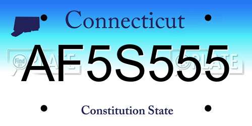 AF5S555 Connecticut License Plate