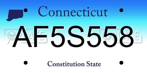 AF5S558 Connecticut License Plate