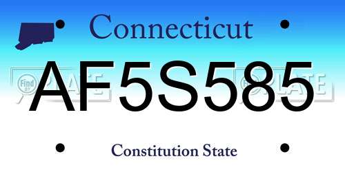 AF5S585 Connecticut License Plate