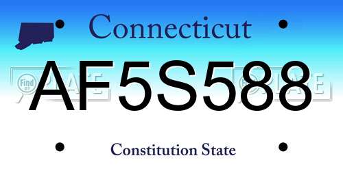 AF5S588 Connecticut License Plate