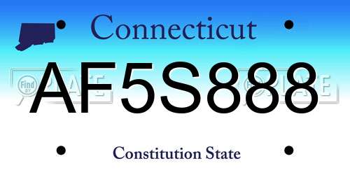 AF5S888 Connecticut License Plate