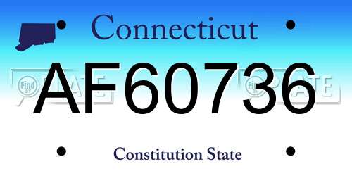 AF60736 Connecticut License Plate