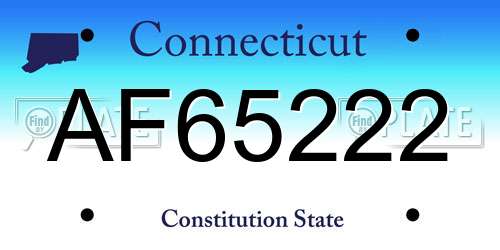 AF65222 Connecticut License Plate