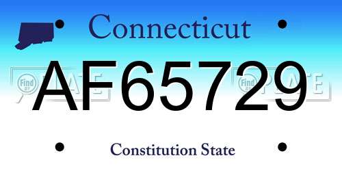 AF65729 Connecticut License Plate