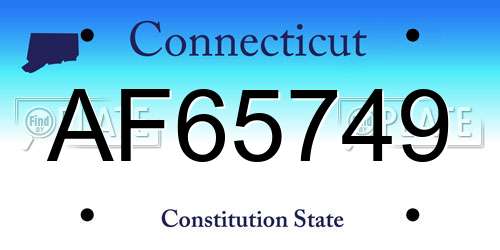 AF65749 Connecticut License Plate