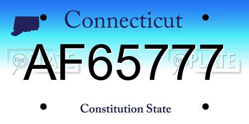 AF65777 Connecticut License Plate