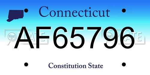 AF65796 Connecticut License Plate