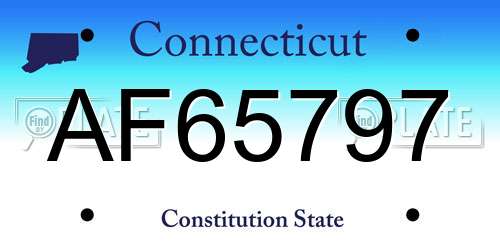 AF65797 Connecticut License Plate