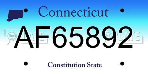 AF65892 Connecticut License Plate