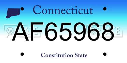 AF65968 Connecticut License Plate