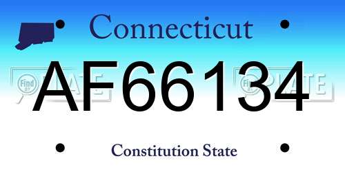 AF66134 Connecticut License Plate