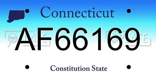 AF66169 Connecticut License Plate
