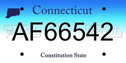 AF66542 Connecticut License Plate