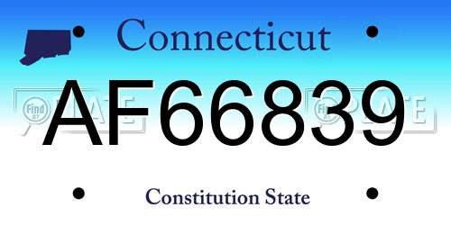AF66839 Connecticut License Plate