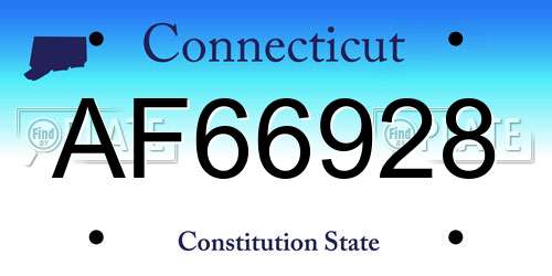 AF66928 Connecticut License Plate