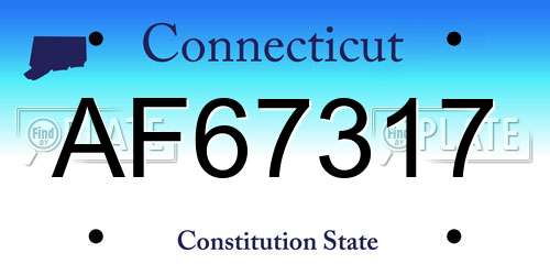 AF67317 Connecticut License Plate